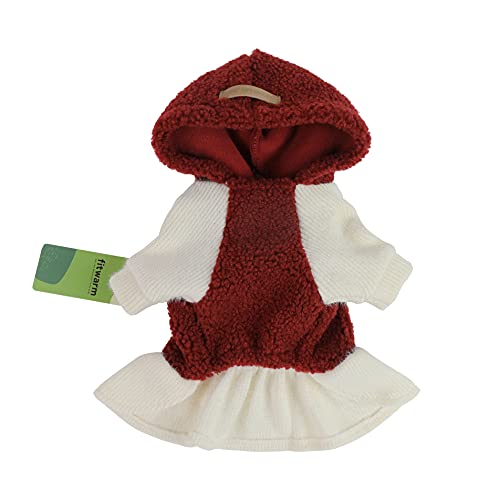 Fitwarm Fuzzy Sherpa Dog Winter Clothes Dog Hoodie Dresses Thermal Skirt Girl Doggie Dress Thick Jacket Puppy Outfits Coat Cat Sweatshirt Apparel Burgundy Red Large #TOP1