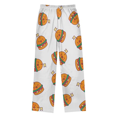 Cute Burger Boys Pants Boys Athletic Pants Long Pant for Boy with Pockets Wide-Leg Size 6-14Y2