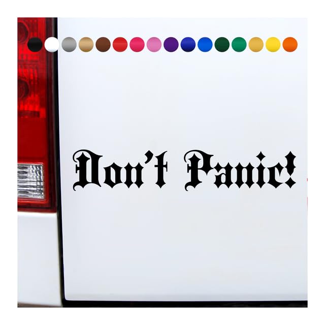 Customize your Car, Truck or Boat with Professional Grade, Weatherproof Automotive Vinyl Bumper Stickers - Blackletter - UV Resistant Decal, Made in the USA! Inspirational Words: Don�t Panic!: 14 Inch, Rubber Ducky Yellow