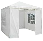 Gr8 Garden Gazebo with Sides Outdoor Waterproof Beach Party Festival Camping Tent Canopy Wedding Marquee Awning Shade 3mx3mx2.45m[White]