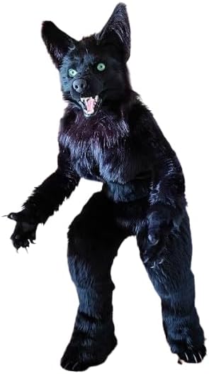 Black Wolf Fursuit Teen Costumes Caribou Full Furry Suit Fursona Kigurumi Anime