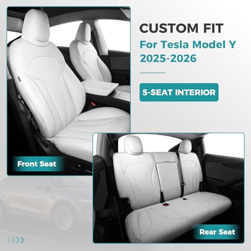 Image of Custom for Tesla Model Y Juniper Seat Covers 2025-2026 White