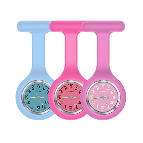 Nurse Watch,Nurse Fob Watch,Nursing Watch,Clip Watch,Lapel Watch,Nurse Fob Watch with Second Hand,Clip on Nursing Watch (Blue Rose Purple)