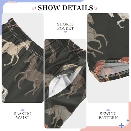 ZZXXB Horse Colorful Print Boys Long Pants Soft Trousers Elastic Waist Kids Lounge Bottoms with Pockets S-XL4
