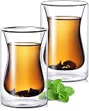 Verres à thé isothermes Eparé de 180 ml (ensemble de 2) – verres à boire à double paroi – tasses pour cafetière turc, eau, bière ou jus – accessoires en verrerie pour infusion de théière – sans plomb