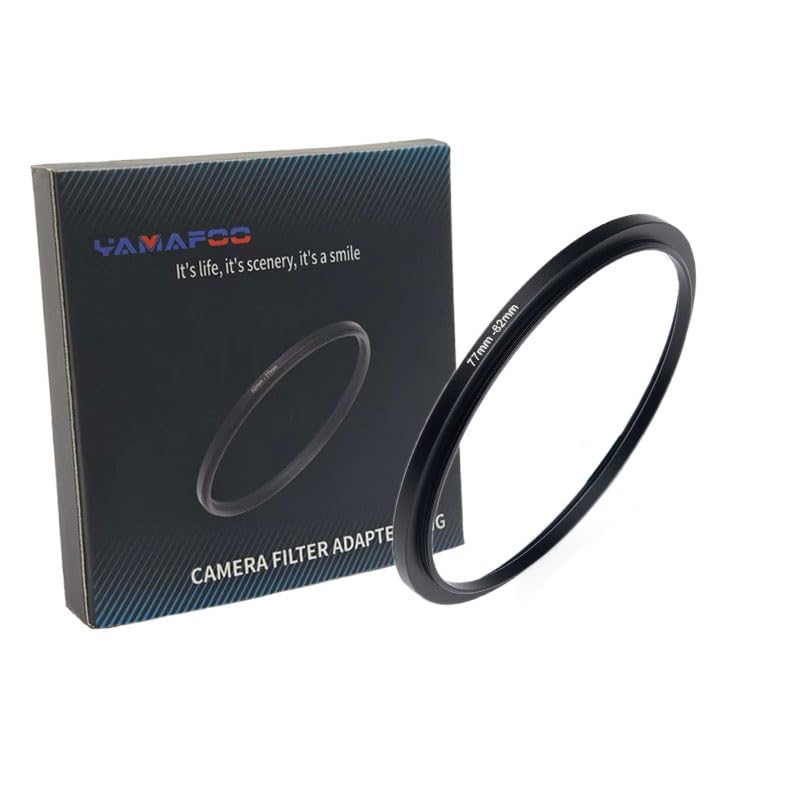 YAMAFOO 77mm to 82mm Step-Up Ring/Step Down Rings Filter Adapter for All Brands UV ND CPL Metal Ring Step-Up Rings Adapter Filter,Black (77-82)