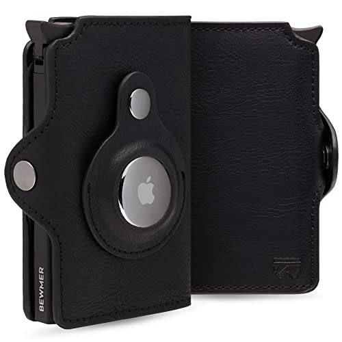 BEWMER Porte Carte Bancaire 1 Blindé | Portefeuille Slim pour Homme et Femme | Porte Cartes et Documents avec Protection RFID et Pince à Billets en Fibre de Carbone | Noir