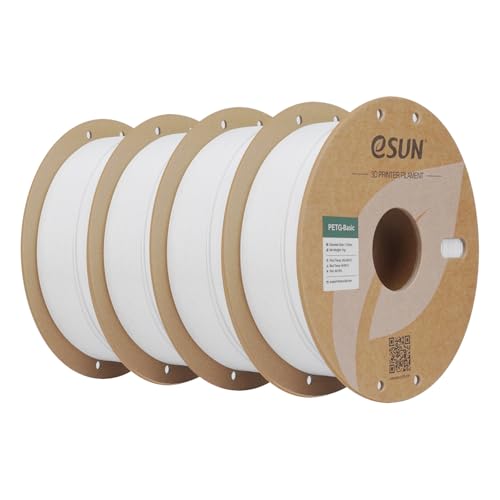 eSUN PETG filamento 1,75 mm, filamento PETG Basic 4kg Bianco | Elevata resistenza e durevolezza. Precisione +/- 0,03 mm. Ottima resistenza agli agenti atmosferici per parti funzionali.