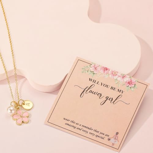 Flower Girl Gift,Initial X Letter Necklace for Flower Girl,14K Gold Plated Proposal Gifts on Wedding Bridal Party4