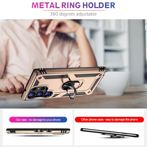 Image of for Samsung Galaxy S26 Ultra Case with Screen Protector, Heavy Duty Military Grade Shockproof Rugged Protective Cover for Samsung S26 Ultra Phone Case with Metal Ring Magnetic Kickstand (Gold)