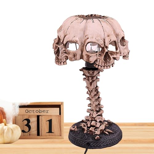 Renchey Lampe de table du crâne, lumière du crâne squelette,Décoration de lampe d'horreur de lumière de nuit en résine | Lumières décoratives...