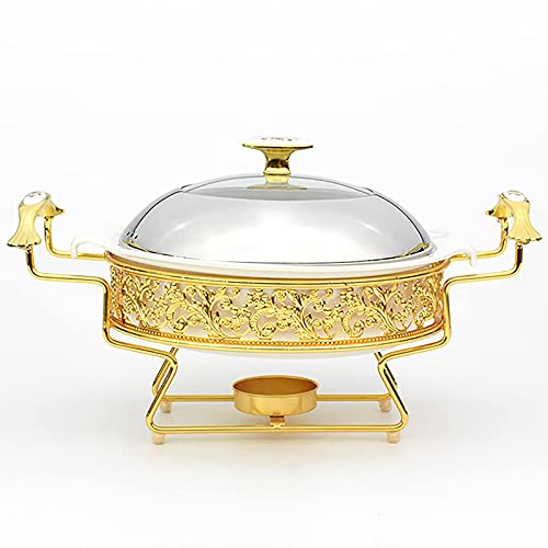 XBSXP Golden Pattern Chafing Dish Buffet-Set, runder Edelstahl Chafer mit Deckel für Buffet Hochzeiten Partys Bankette…