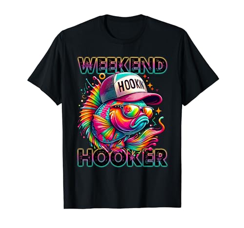 Weekend Hooker Funny Fishing Colorful Tie Dye Seabass Fish T-Shirt