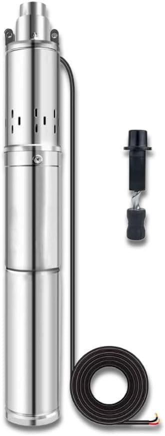 KAMPA Cacheng 24V 370 Watt DC Solar Powered Brushless Submersible Pump - 65 mss, 2 m³/h - Solar Submersible Pump for Deep Well and Well, with Solar Panel, Solar Irrigation Pump