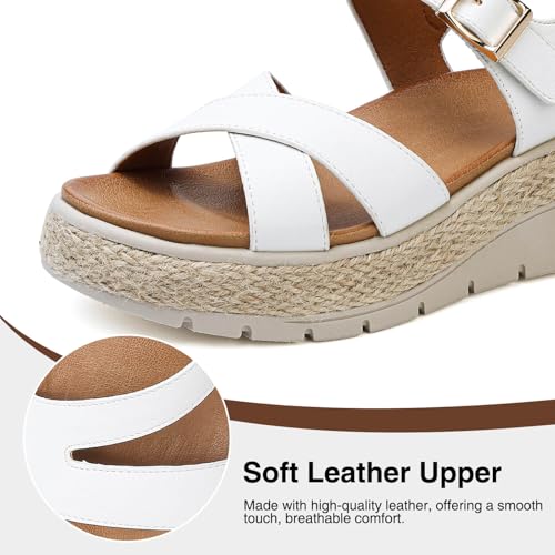 Image of ziitop Womens Wedge Platform Espadrille Sandals with Orthopedic Arch Support Adjustable Ankle Strap Open Toe for Casual Walking