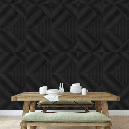 Image of Kayra Decor 3D Self Adhesive Wall Panel Black TP 106 Design Pack of 40 Covers 107.80 Sq. Ft.TP106