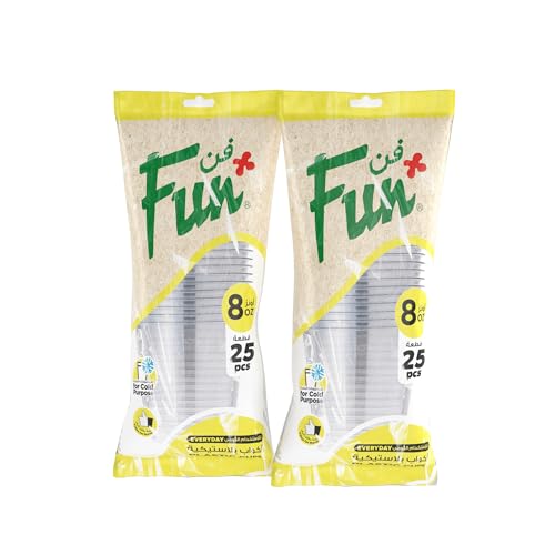 Fun Promopack Disposable clear plastic cup 8Oz Pack Of 50 - Ideal for iced coffee smoothies Bubble tea milkshakes frozen cocktails water sodas juices snacks dessert and more.