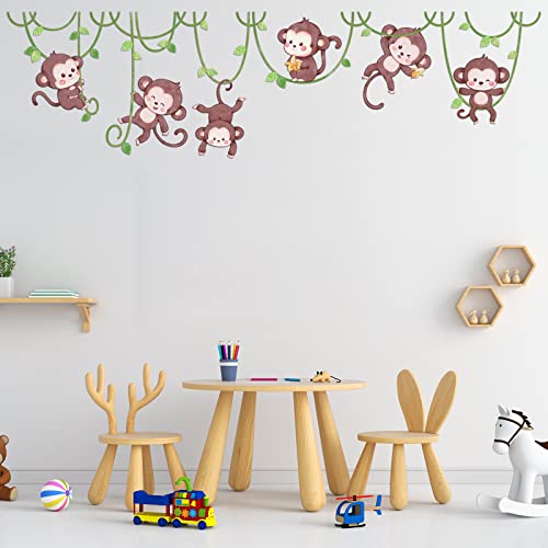 Monkey Wall Stickers Jungle Wall Decor Safari Wall Decals for Kids Baby Boys Room Nursery Wall Decor Home Decoration for Bedroom Playroom