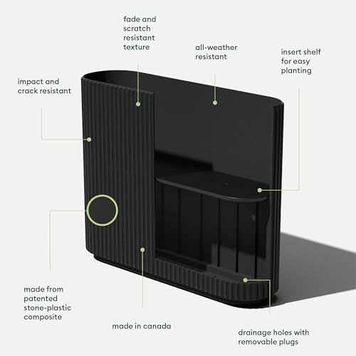 Image of Veradek Demi Series Span Planter - Tall and Wide Outdoor Planter with Shelf