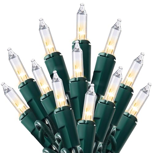 Joiedomi Clear Christmas String Lights Indoor,100 Count Mini White Fairy Light,19.4 FT Lighting Decor for Patio Dorm Classroom Bedroom Holiday Wedding Party Garland Birthday Festival,Green Wire