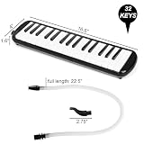 Tosnail 32 Key Melodica with Carrying Bag, Double Tubes Mouthpieces, Wipe Cloth, Air Piano Keyboard Musical Instrument for Beginners, Adults - Black