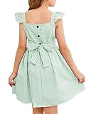 Saodimallsu Girls Sundress Striped Sleeveless Summer Dress Lined for Kids Spring Outfits Ruffle Slee