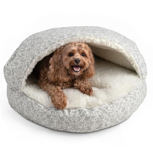 Image of Snoozer Cozy Cave Dog Bed, Round Covered Dog Bed, Ramey Gray (S)