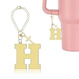 Lukiisoo Gold Cross Letter Keychain for Tumbler Charms, Personalized Name ID Cross Key Chain, Monogram Initial Keychain for Men Women Water Bottles Bag Purse Wallet(Letter H)