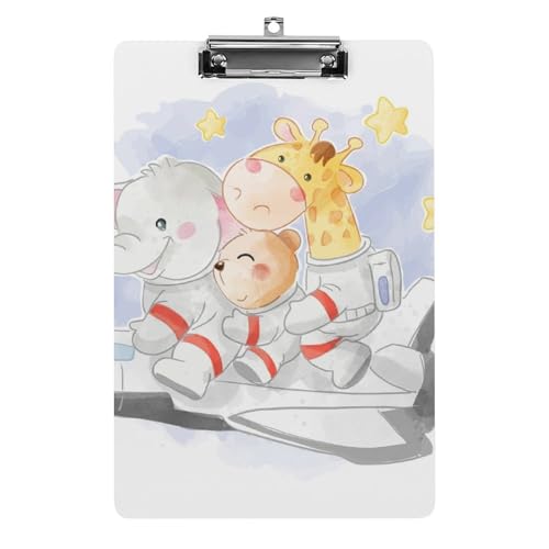 Planchette à pince A4 au design girafe avec clip profil bas anti-glisse