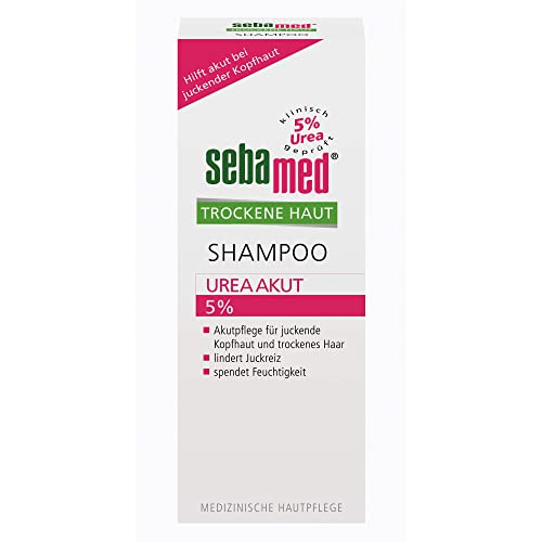 SEBAMED Trockene Haut Shampoo Urea Akut 5%, lindert spürbar Juckreiz bei trockener Kopfhaut und hilft, die natürliche Feuchtigkeitsbalance von Haut und Haar wieder herzustellen, 200 ml