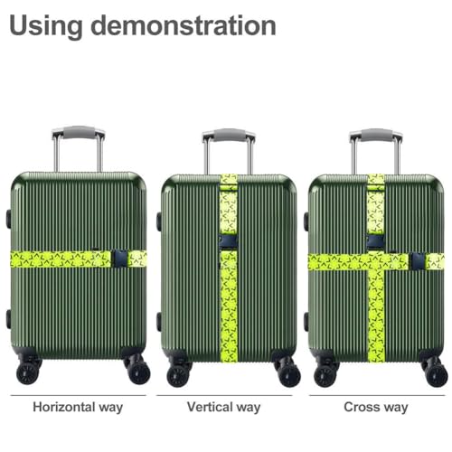 Image of Luggage Straps for Suitcases TSA Approved Easy Pack Organized Suitcase Strap, Luggage Strap, Luggage Belt Strap, Bag Straps for Luggage. Buckle Straps Travel Accessories (Yellow)