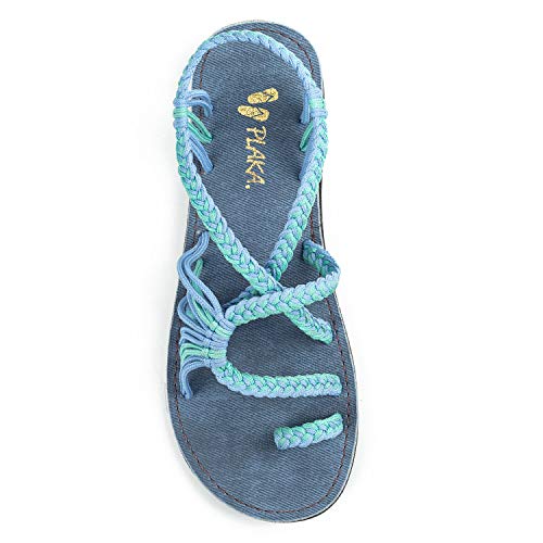 Image of Plaka Flat Sandals for Women Palm Leaf