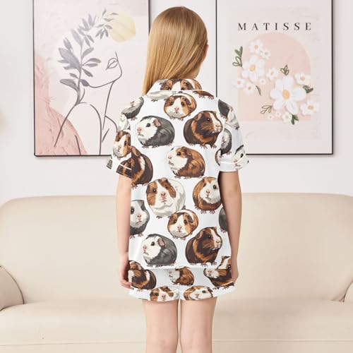 ALAZA Cute Pig Guinea Satin Pajamas Set Short Sleeve Button Down Sleepwear Summer Pjs 2 Piece4