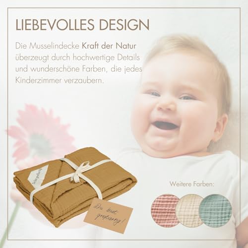 MOYO Babydecke Musselin - klimaneutral & atmungsaktiv, braun, 100x75cm – Bild 4