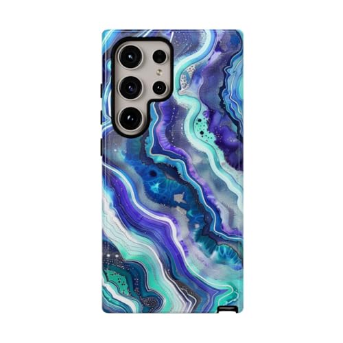 Coque Samsung S24 Ultra antichoc et anti-rayures motif géode bleu
