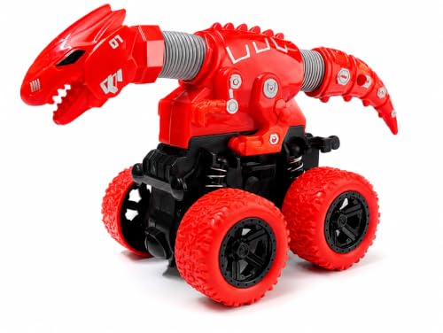 Image of Jurassic Dinosaur Monster Truck Toy for Kids | Push & Go 360 Stunt Car with Flexible Pop Tube Neck & Tail | Off-Road Monster Vehicle | No Battery Required | Gift for Boys & Girls 3+ Years