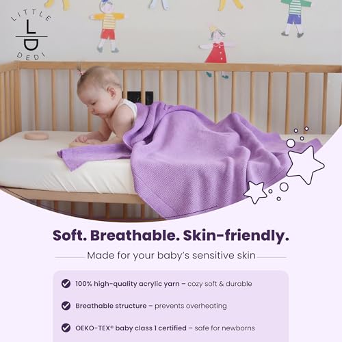 Image of Little Dedi- Lavander Frost Baby Blanket - Soft Knit Blanket for Babies 30x40 in - Cozy & Breathable - Oeko-TEX Certified - Ideal for Newborns, Strollers & Cribs - Acrylic