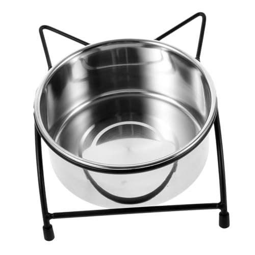 GETAJGHSD 猫用ダブルボウル食器台 ステンレス製 滑り止め付き 頚椎保護設計 こぼれ防止 ペット用餌入れ 食事しやすい猫餌台