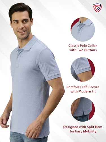 Image of Lux Cozi Men's Cotton Solid Polo Tshirt | Collar Tshirts | Half Sleeves | Stylish & Premium All Day Wear | Pack of 1