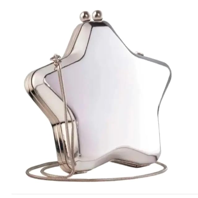 Avon Bolsa Clutch Estrela Prateada, Design Metálico