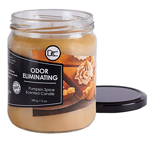 Pumpkin Spice Odor Eliminating Highly Fragranced Candle - Eliminates 95% Of Pet, Smoke, Food, And Other Smells Quickly - Up To 80 Hour Burn Time - 12 Ounce Premium Soy Blend #TOP1