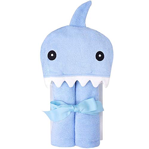 hooded baby towel shark - JN&LULU Organic Cotton Fabric Hooded Towel for Kids & Toddlers, Ideal at Bath, Beach, Pool (Shark)