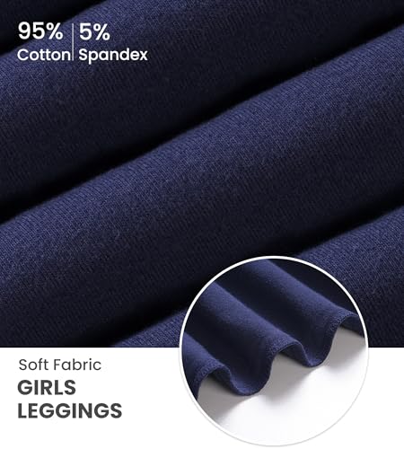 Auranso Girls Leggings Kids Basic Solid Full Length Cotton Tights Pants 2-14 Years3