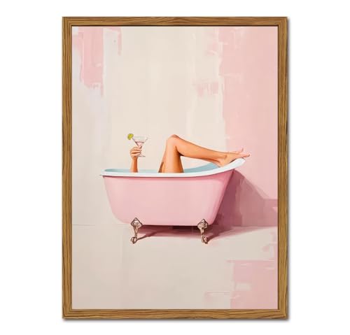 Funny Pink Girl Bathroom Wall Art, Cute Girly Bathtub Wall