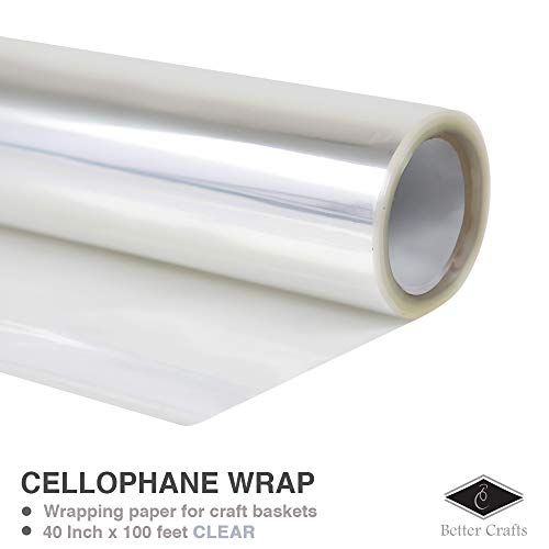 Cellophane Wrap 40"X100' Mylar Sheet Cellophane Roll Great Wrapping Paper For Craft Basket (Clear) #TOP1