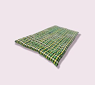 Soft Cotton Quilt Foldable Light Weight Filled Single Firm Mattress| Gadda Multicoloured (1 Sleeping Capacity, 3 x 6 ft or 72 x 36 Inches)