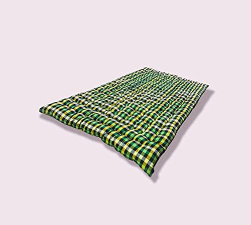 Soft Cotton Quilt Foldable Light Weight Filled Single Firm Mattress| Gadda Multicoloured (1 Sleeping Capacity, 3 x 6 ft or 72 x 36 Inches)