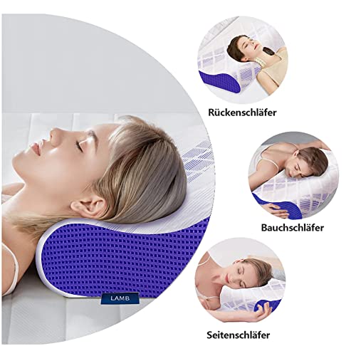 LAMB Kissen Nackenkissen, Höheneinstellbares Kissen Memory Foam Ergonomisches, Nackenstützkissen mit waschbarer Kopfkissenbezug