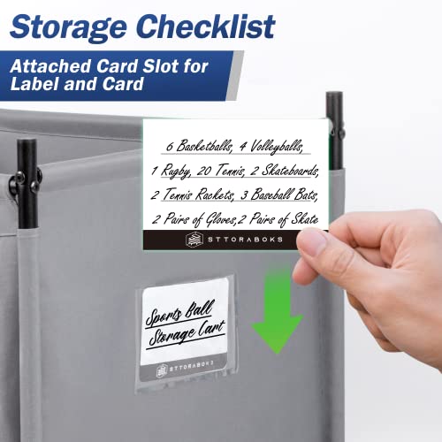 Sttoraboks Sports Ball Storage Cart With Wheels, Lockable Ball Organizer Basket With Elastic Straps, Stackable Ball Cage For Garage Storage, Gym, Sports Equipment Storage Oxford Bin, Ball Case 1 Pack #TOP4