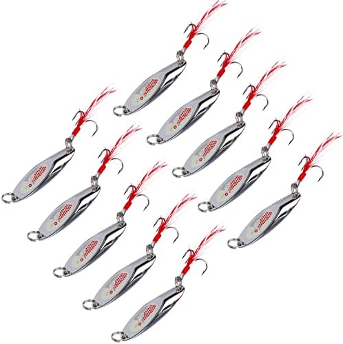 Goture Fishing Spoons Lures Long Distance Casting Spoons Hard Metal Spoon Fishing Lures Saltwater Freshwater Trout Pike Bass Crappie Salmon（Pack of 10）